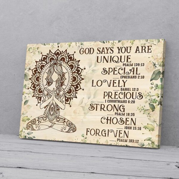 God Says You Are Yoga Girl Canvas Prints