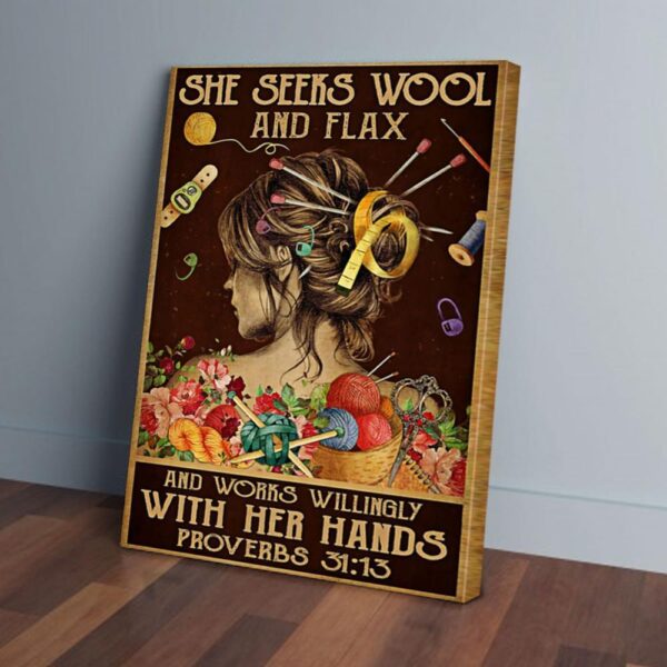 Flowers Girl Sewing Canvas Prints