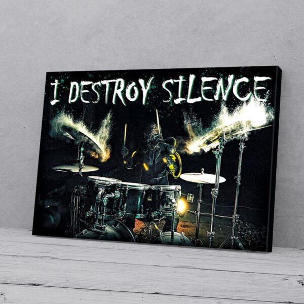 I Destroy Silence Drummer Horizontal Canvas Prints
