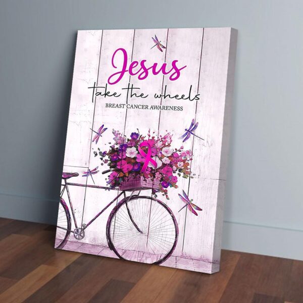 Flower Bicycle Dragonfly Breast Cancer Vertical Canvas Prints