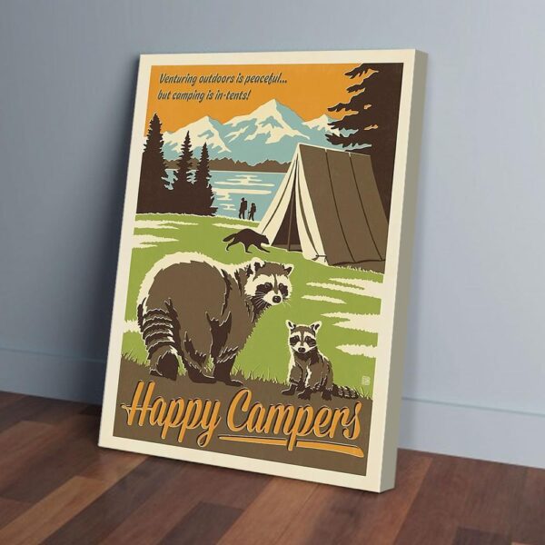 Happy Campers Racoon Canvas Prints