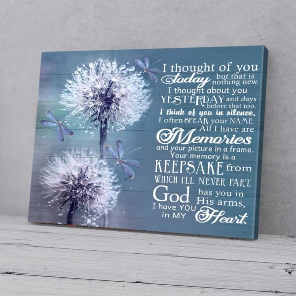 I Thought Of You Today In My Heart Dragonfly Dandelion Canvas Prints