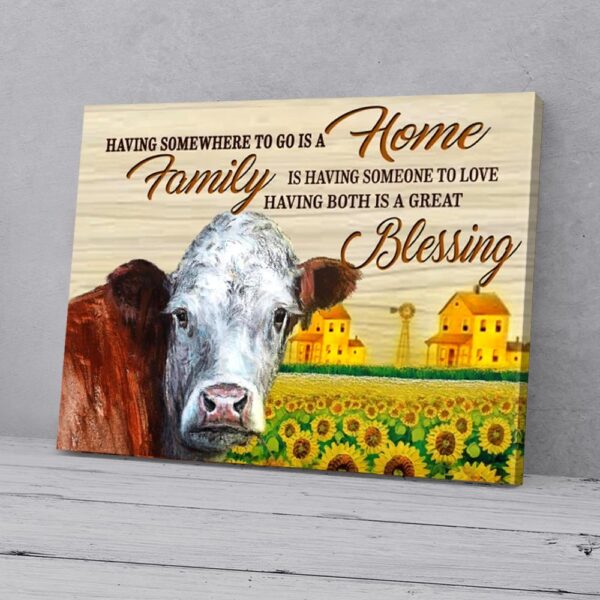 Home Family Blessing Cow Canvas Prints