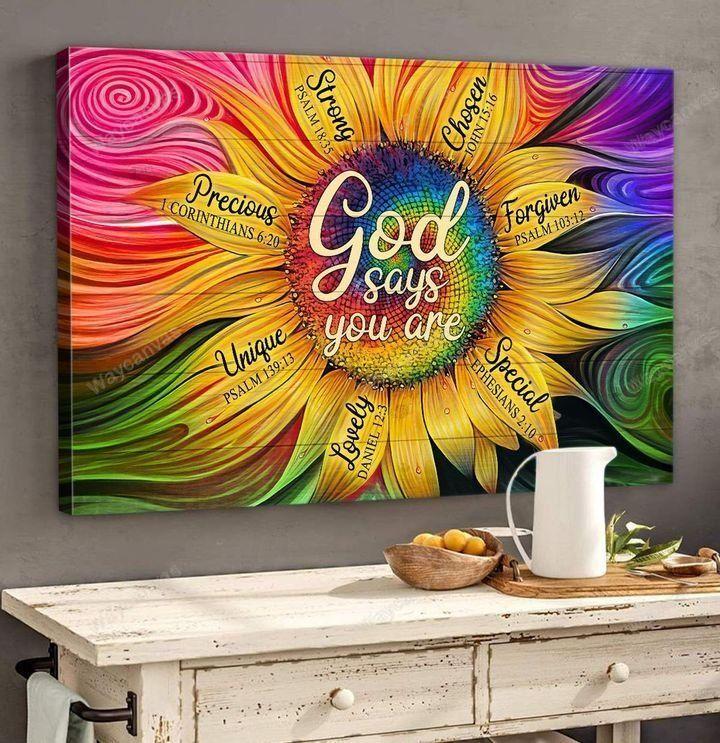 Beautiful sunflower - God says you are - Jesus Landscape Canvas Print ...