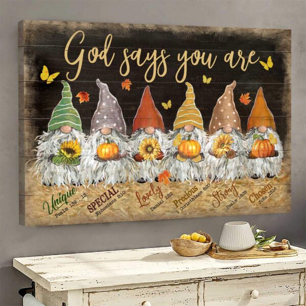 Jesus - Dwarfs - God says you are - Landscape Canvas Print - Wall Art