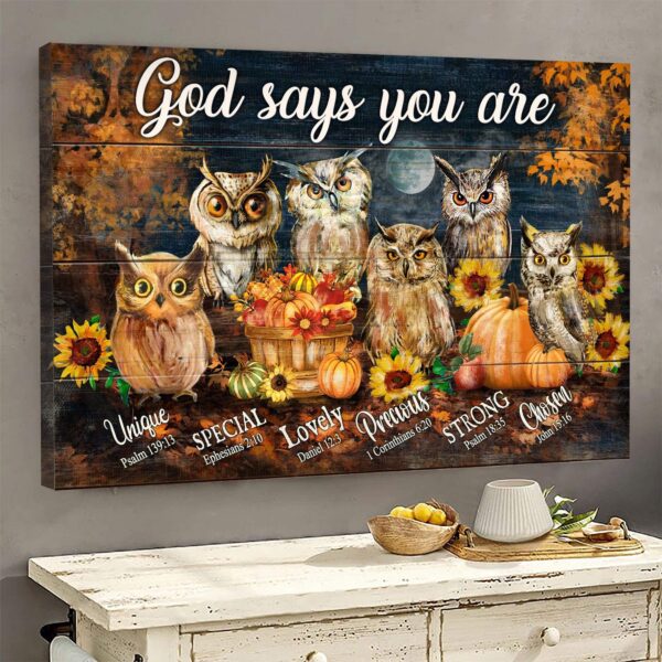 Jesus - The Owls - God says you are - Landscape Canvas Print - Wall Art