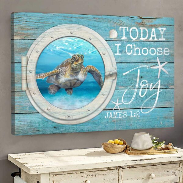 Jesus - Sea turtle - Today I choose joy - Landscape Canvas Print - Wall Art