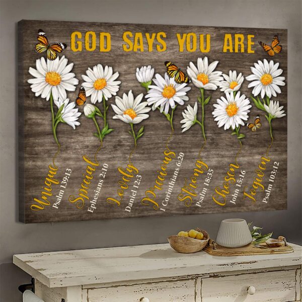 Jesus - Daisy - God says you are - Landscape Canvas Print - Wall Art