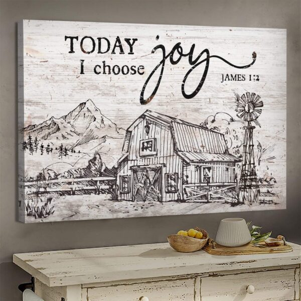 Jesus - Beautiful Land - Today I choose joy - Landscape Canvas Print - Wall Art