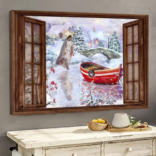 Jesus - Christmas - Walking to the boat - Landscape Canvas Print - Wall Art
