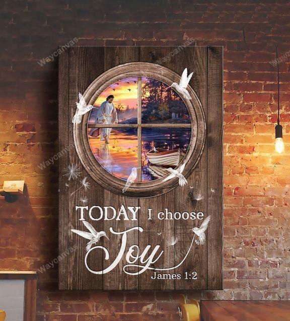 Jesus and a boat - Today I choose joy Jesus Portrait Canvas Print - Wall Art