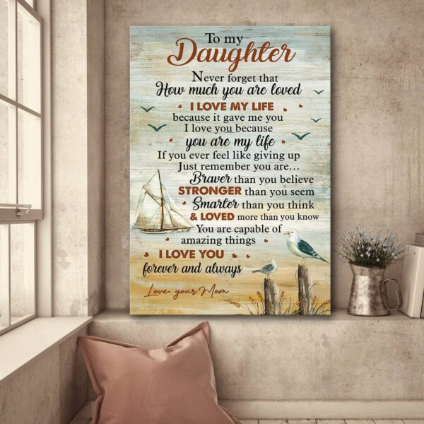 Mom to daughter - Never forget that how much you are loved - Family Portrait Canvas Print - Wall Art