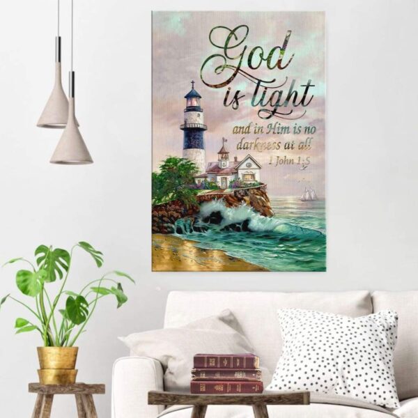 God is light 1 John 1:5 KJV canvas print - Bible verse wall art