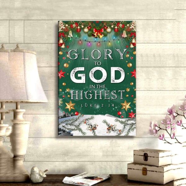 Glory to God in the highest Luke 2:14 Bible verse wall art canvas