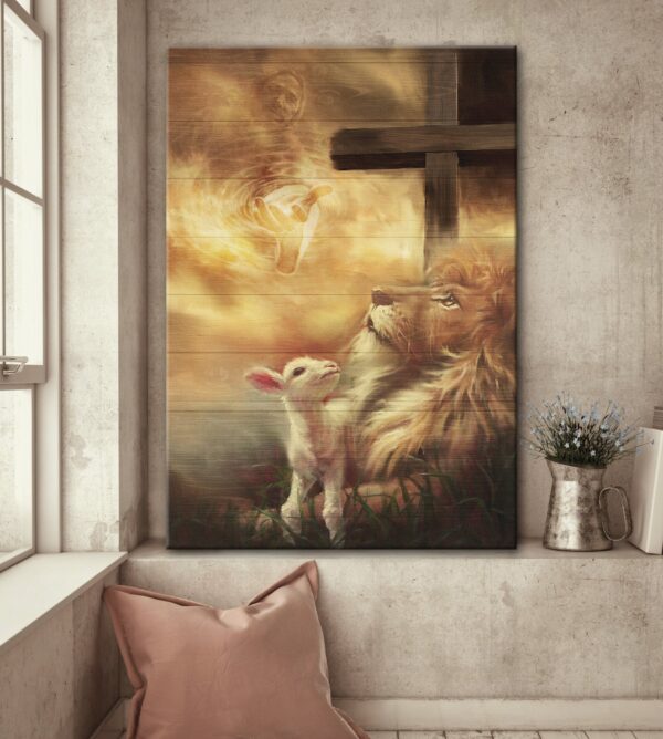 Jesus - Beautiful lion and lamb Jesus Portrait Canvas Print - Wall Art