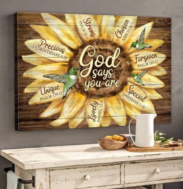 Green hummingbird - God says you are Jesus Landscape Canvas Print - Wall Art