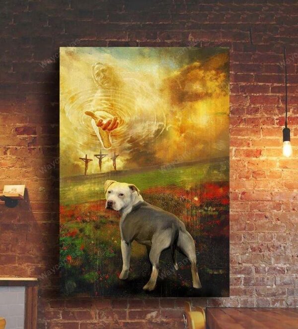 Jesus and Pit bull - To the beautiful world Pit bull Portrait Canvas Print - Wall Art