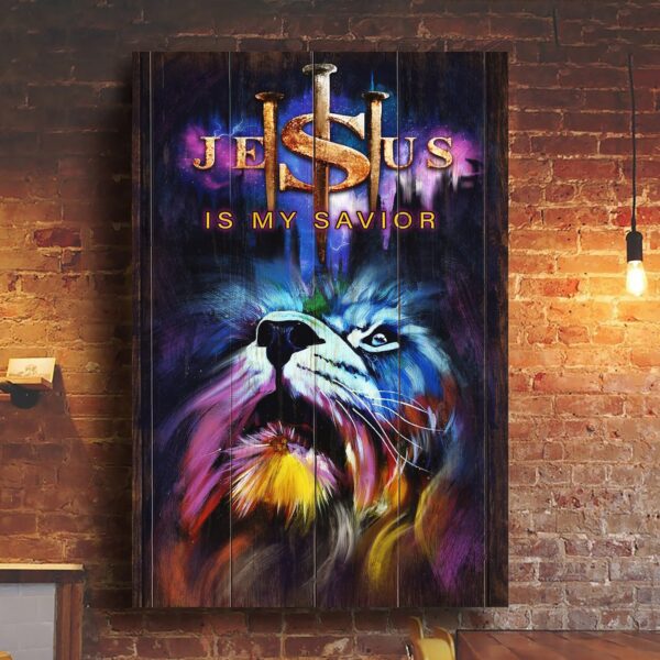 Garish lion - Jesus is my savior Jesus Portrait Canvas Print - Wall Art