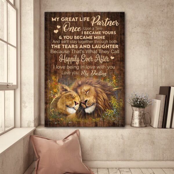My great life partner - I love being in love with you Couple Portrait Canvas Print - Wall Art