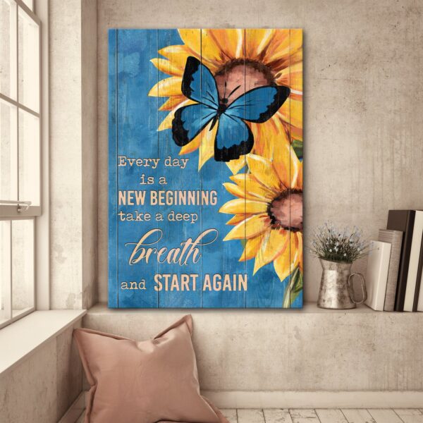 Sunflower and butterfly - Take a deep breath and start again Jesus Portrait Canvas Print - Wall Art