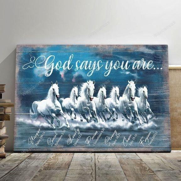 White horse - God says you are Jesus Landscape Canvas Print - Wall Art