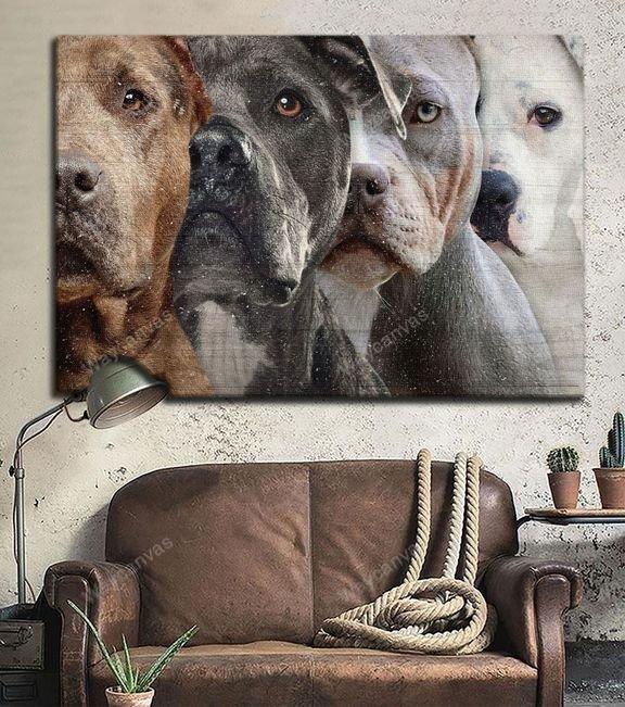 Pit bull - Awesome family Pit bull Landscape Canvas Print - Wall Art