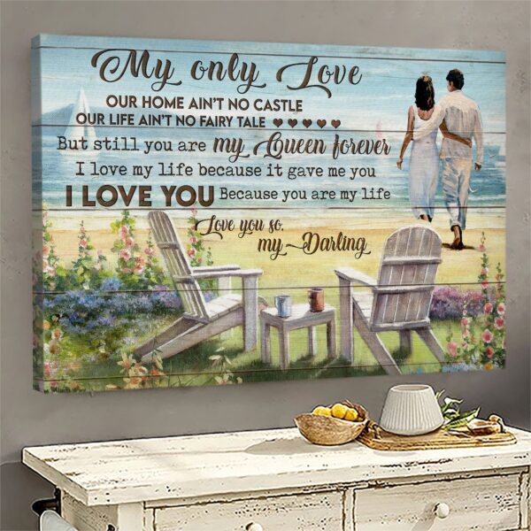 My only love - I love you because you're my life Couple Landscape Canvas Print - Wall Art