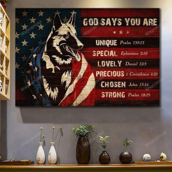 German shepherd - God says you are - Landscape Canvas Print - Wall Art