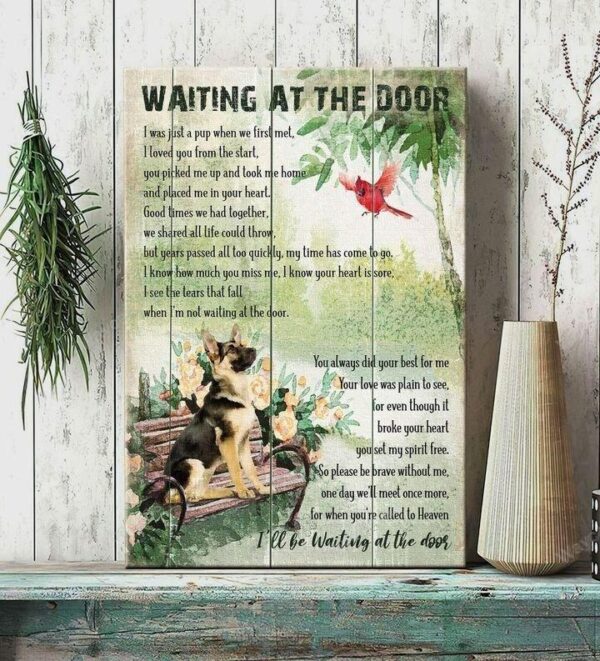 German shepherd - Waiting at the door for you - Portrait Canvas Print - Wall Art