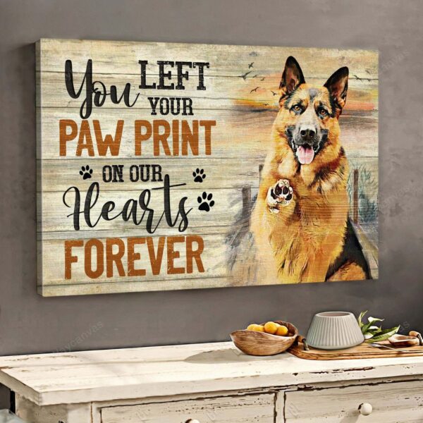 German shepherd - You left your paw print - Landscape Canvas Print - Wall Art