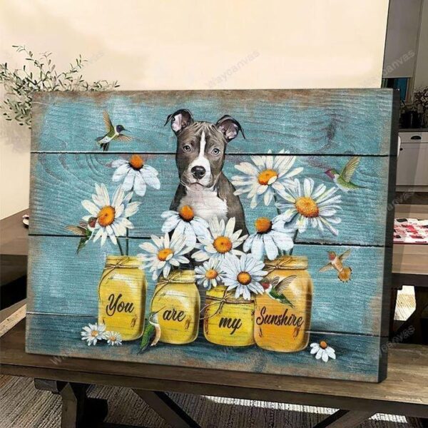 Pit bull - You are my sunshine 2 Landscape Canvas Print - Wall Art