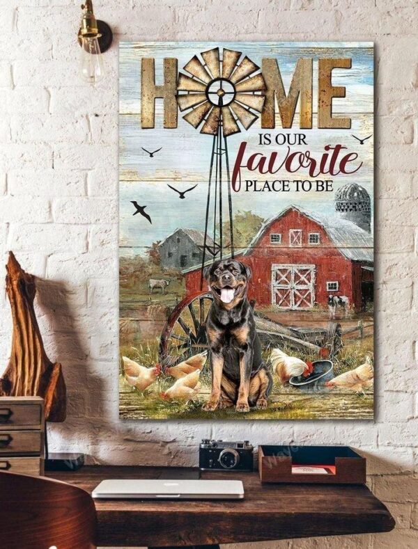 Rottweiler - Home is our favorite place to be Portrait Canvas Print - Wall Art