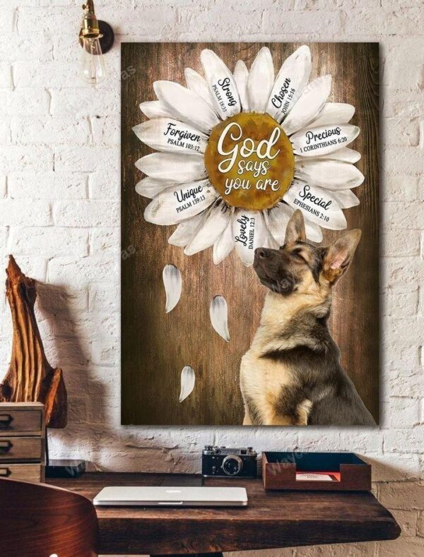German Shepherd - God says you are 2 Portrait Canvas Print - Wall Art