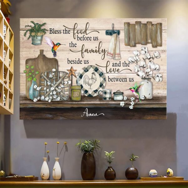 Jesus - Bless the food before us The family beside us & The love between us - Landscape Canvas Print - Wall Art
