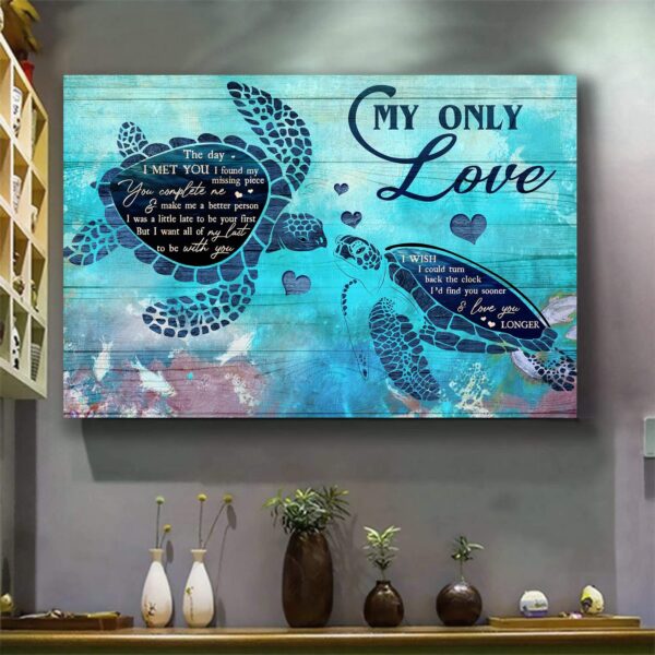 Turtle couple - The day I met you I found my missing piece Couple Landscape Canvas Print - Wall Art