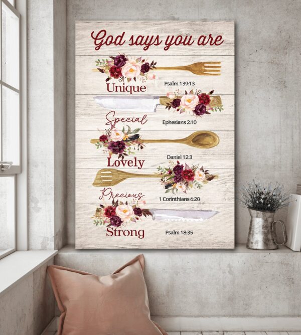 Kitchen tools - God says you are - Jesus Portrait Canvas Print - Wall Art