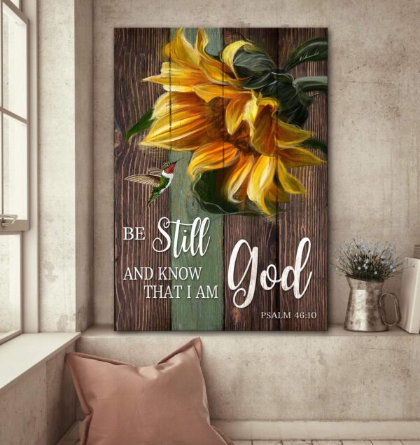 Sunflower - Be still and know that I am God - Jesus Portrait Canvas Print - Wall Art