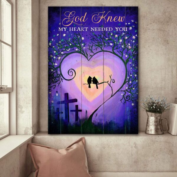 Love black birds - God knew my heart needed you - Couple Portrait Canvas Print - Wall Art