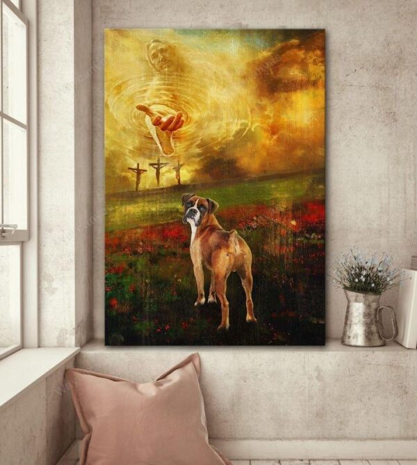 Jesus and Boxer - To the beautiful world Boxer Portrait Canvas Print - Wall Art