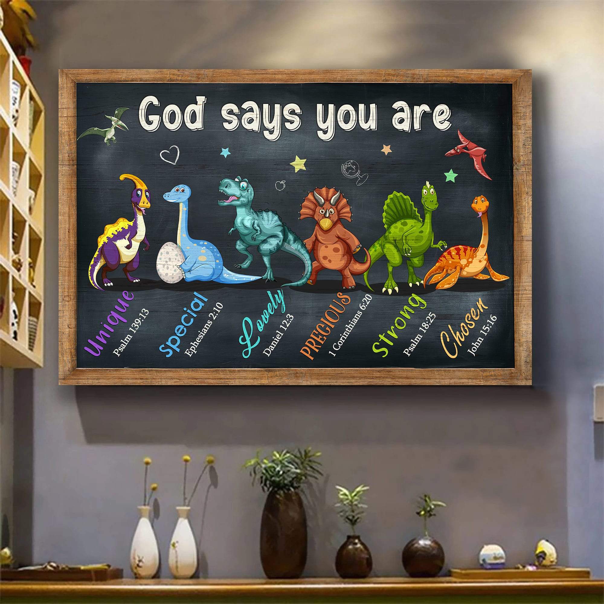Dinosaur - God says you are - Jesus Landscape Canvas Print - Wall Art ...