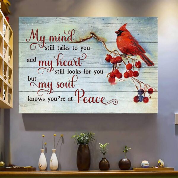 Cardinal in winter - My mind still talks to you - Heaven Landscape Canvas Print - Wall Art