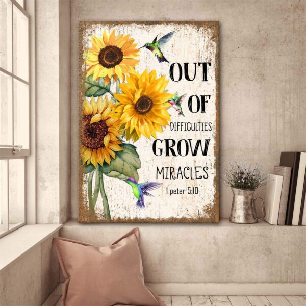Sunflower - Out of difficulties, grow miracles Jesus Portrait Canvas Print - Wall Art