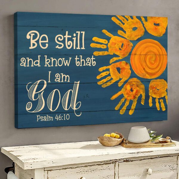 Orange hands - Be still and know that I am God - Jesus Landscape Canvas Print - Wall Art