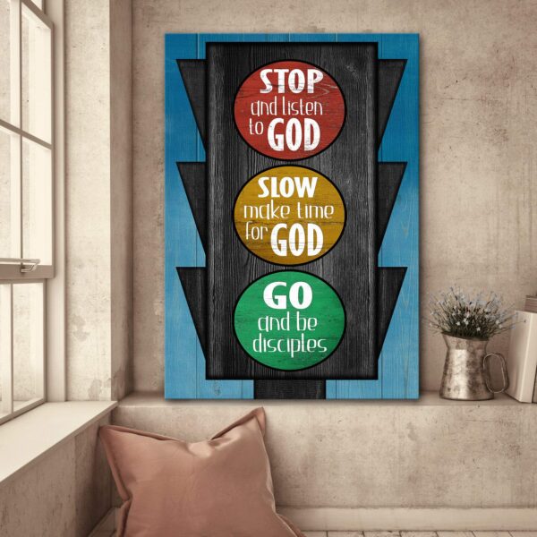 Traffic light - Stop and listen to God - Jesus Portrait Canvas Print - Wall Art