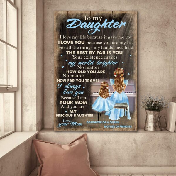 Mom to daughter - Playing Piano - Your existence makes my world brighter - Family Portrait Canvas Print - Wall Art