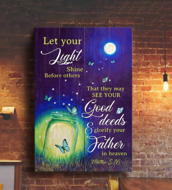 Butterfly under the moonlight - Let your light shine before us - Jesus Portrait Canvas Print - Wall Art