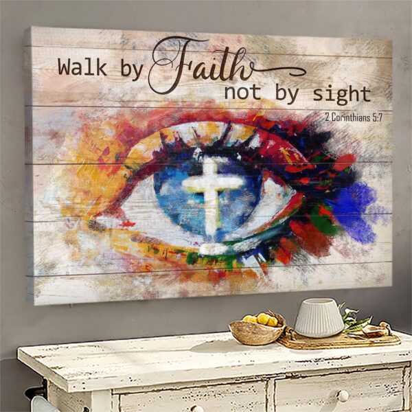 Stunning eyes - Walk by faith not by sight Jesus Landscape Canvas Print - Wall Art