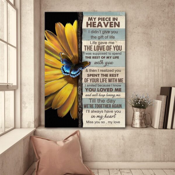 Sunflower - My piece in heaven, I'll always have you in my heart Heaven Portrait Canvas Print - Wall Art