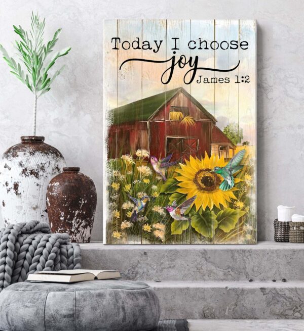 Sunflower and hummingbirds - Today I choose joy - Jesus Portrait Canvas Print - Wall Art