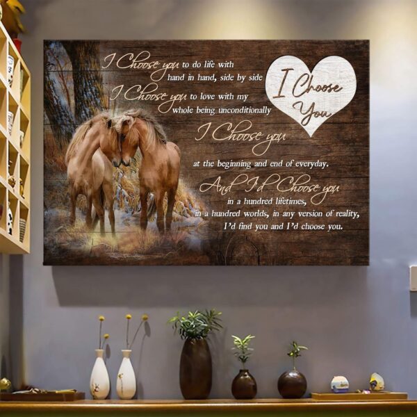 Horse couple - I'd choose you in a hundred lifetime - Couple Landscape Canvas Print - Wall Art